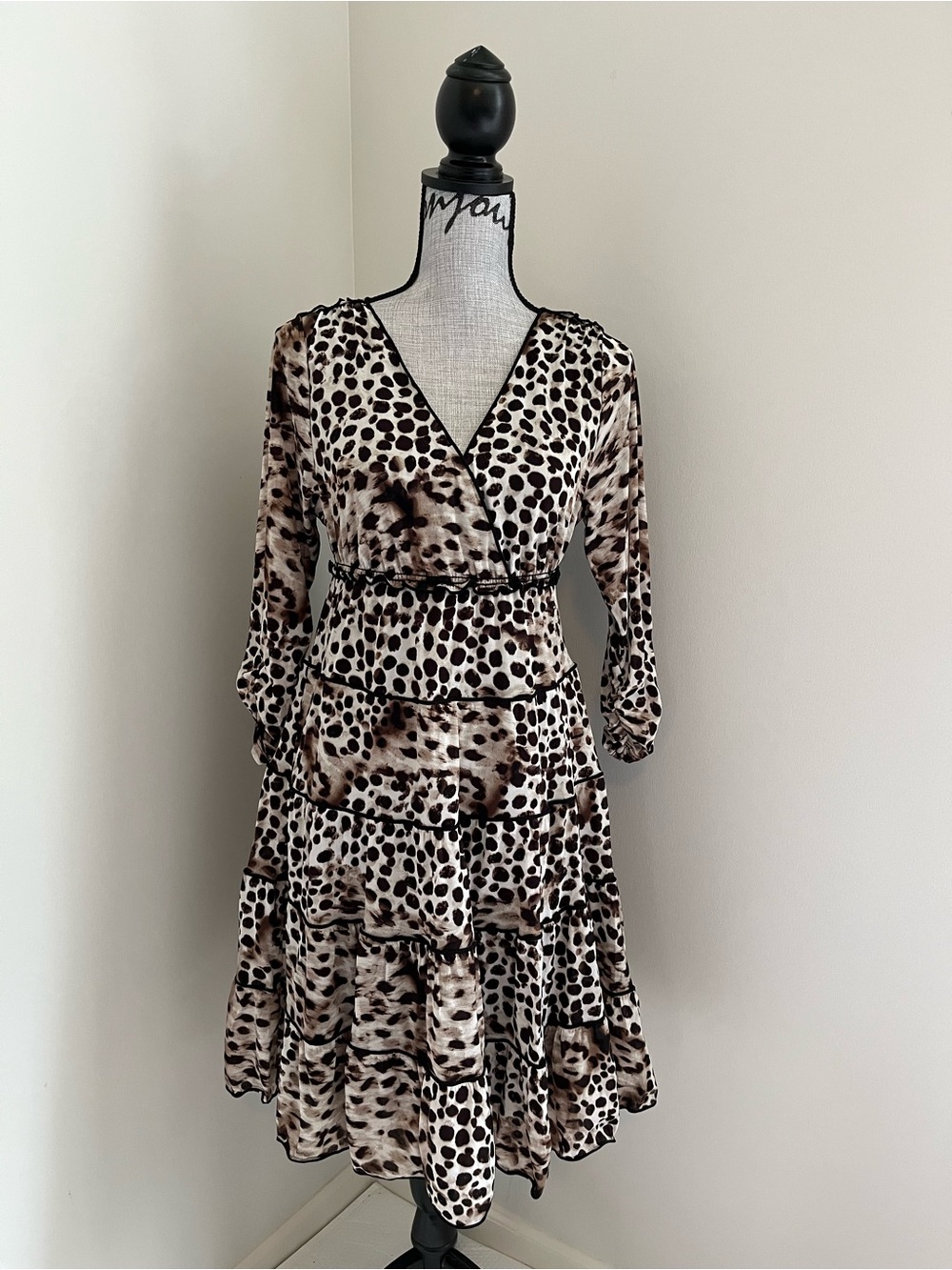 Y2K authentic 2000s style&co cheetah print wrap midi dress